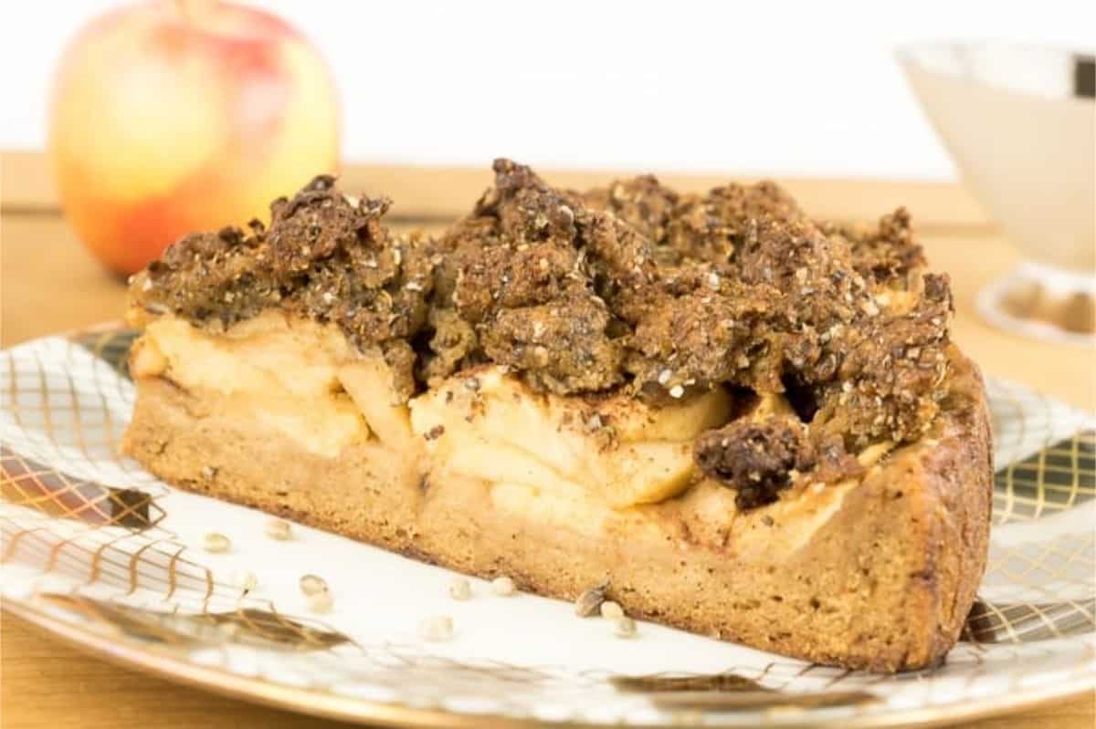 slice of gluten-free apple crumble cake