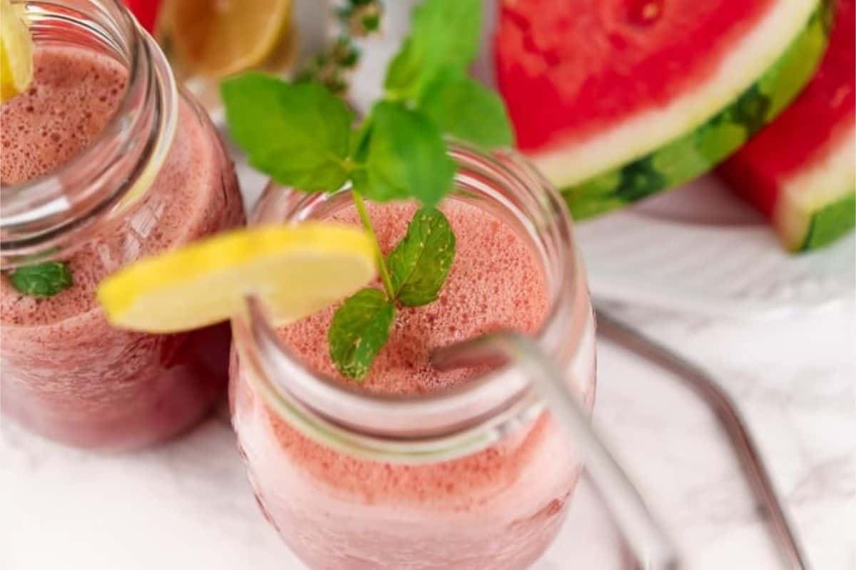 Watermelon Smoothie with Peppermint and Lime Turn this watermelon smoothie into a cocktail or margarita
