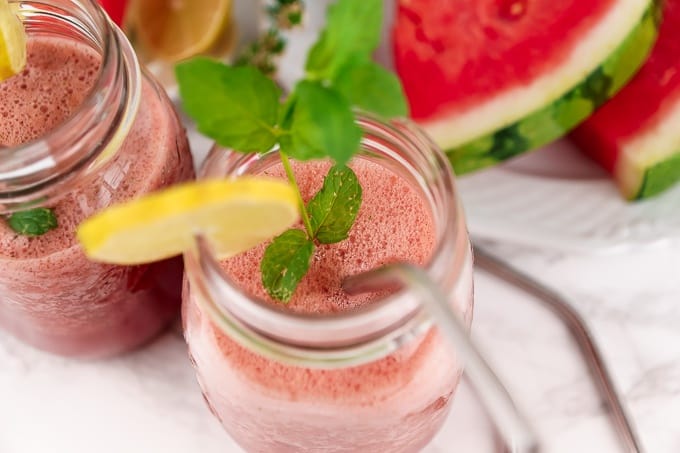 Watermelon smoothie with peppermint