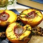 easy roasted peaches with walnuts