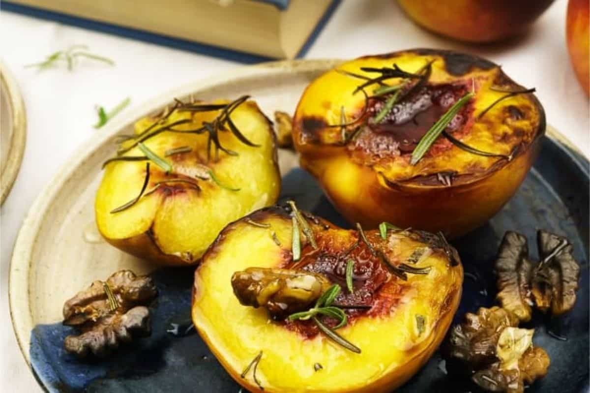 roasted peaches with rosemary