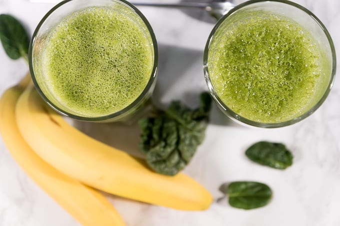 Sweet and Light Green Smoothie with Banana, Spinach, and Celery