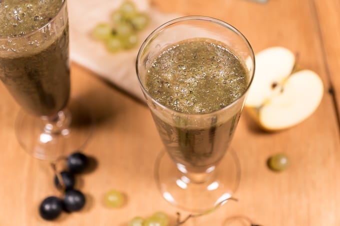 fruit smoothie with apple juice and grapes