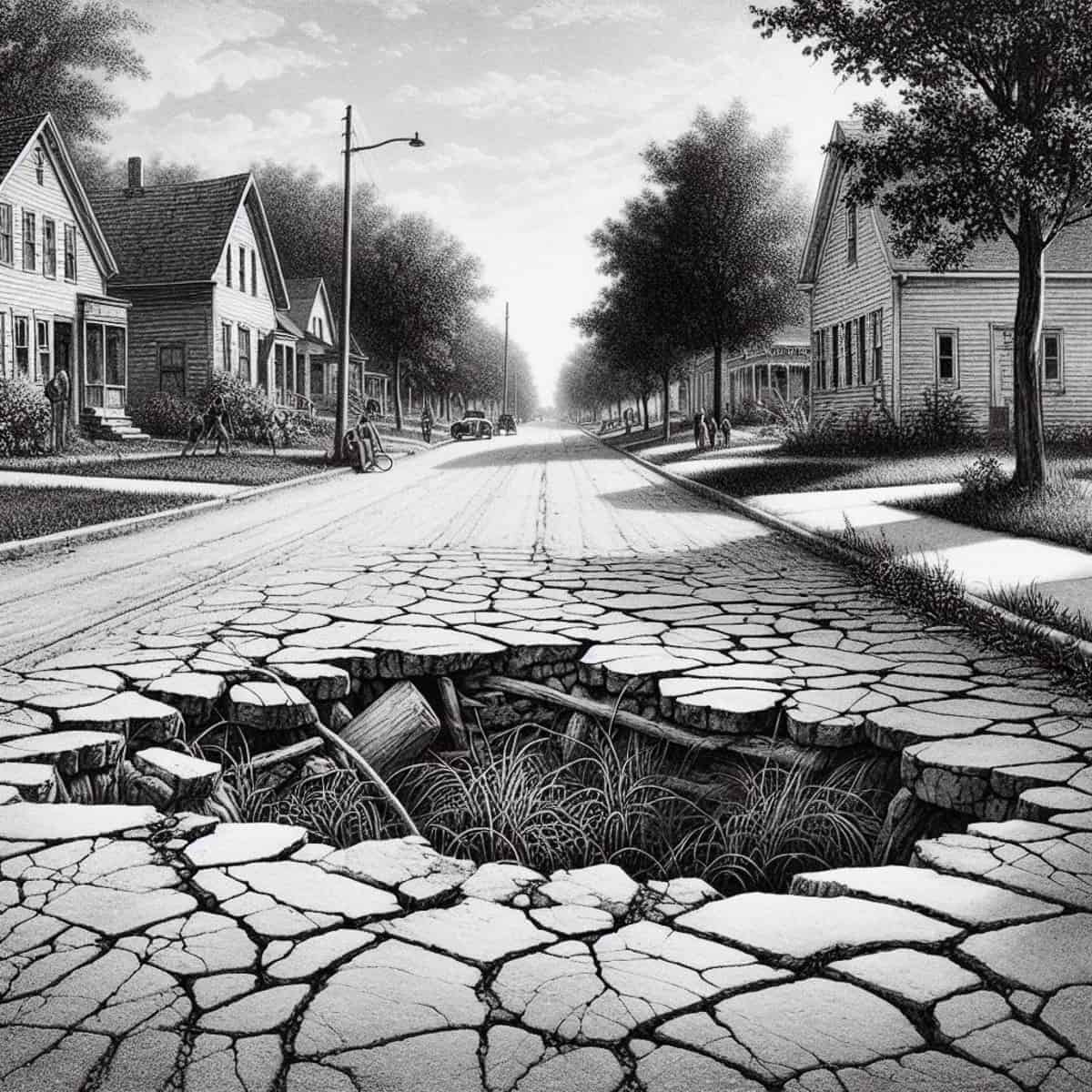 A hole in the street (entry image for the blog post about Portia Nelson's poem "Autobiography in Five Short Chapters")