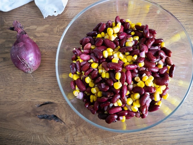 Glass Bowl with Bachelor's Kidney Bean Salad 