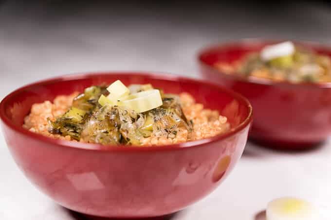 Quinoa and leek dish