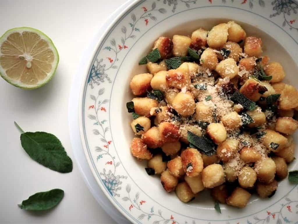 lemony gnocchetti di patate on a plate