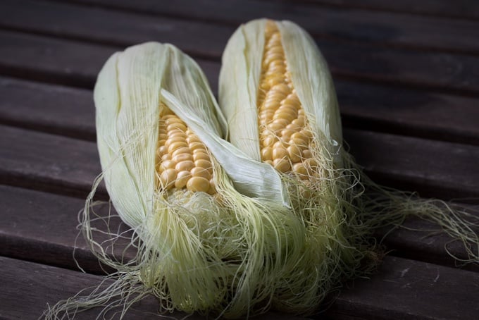 Corn cob with corn silk