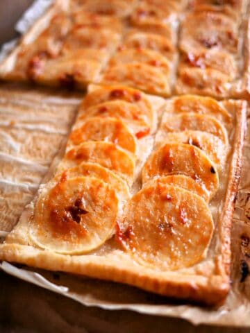 Slice of vegan apple tart