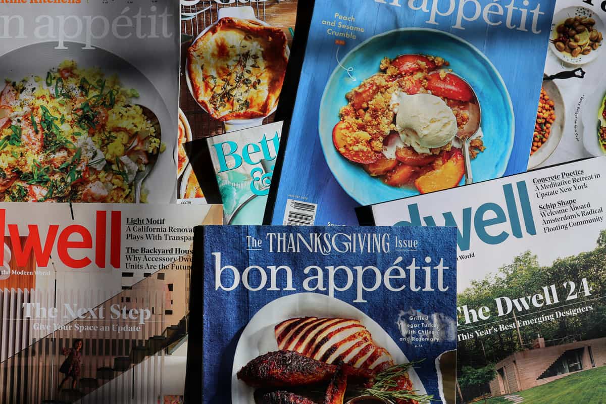 Colorful food magazines