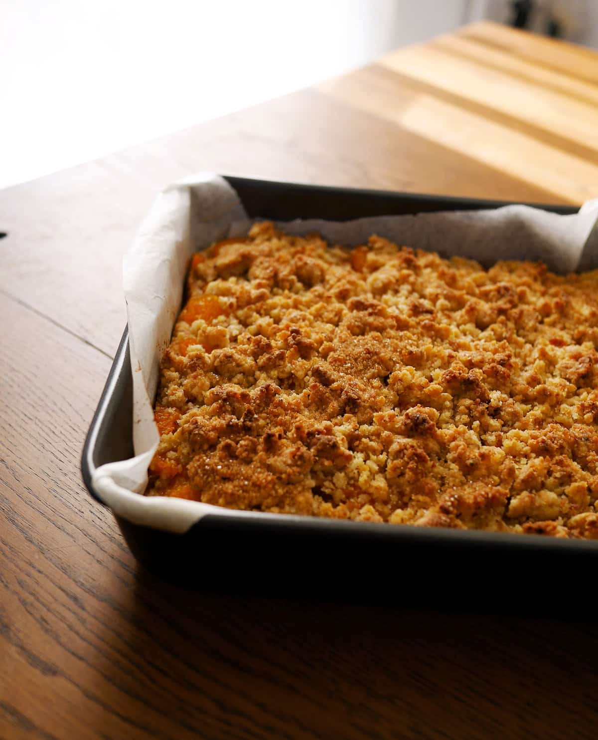 MANDARIN Orange Cake Recipe With Streusel in tin
