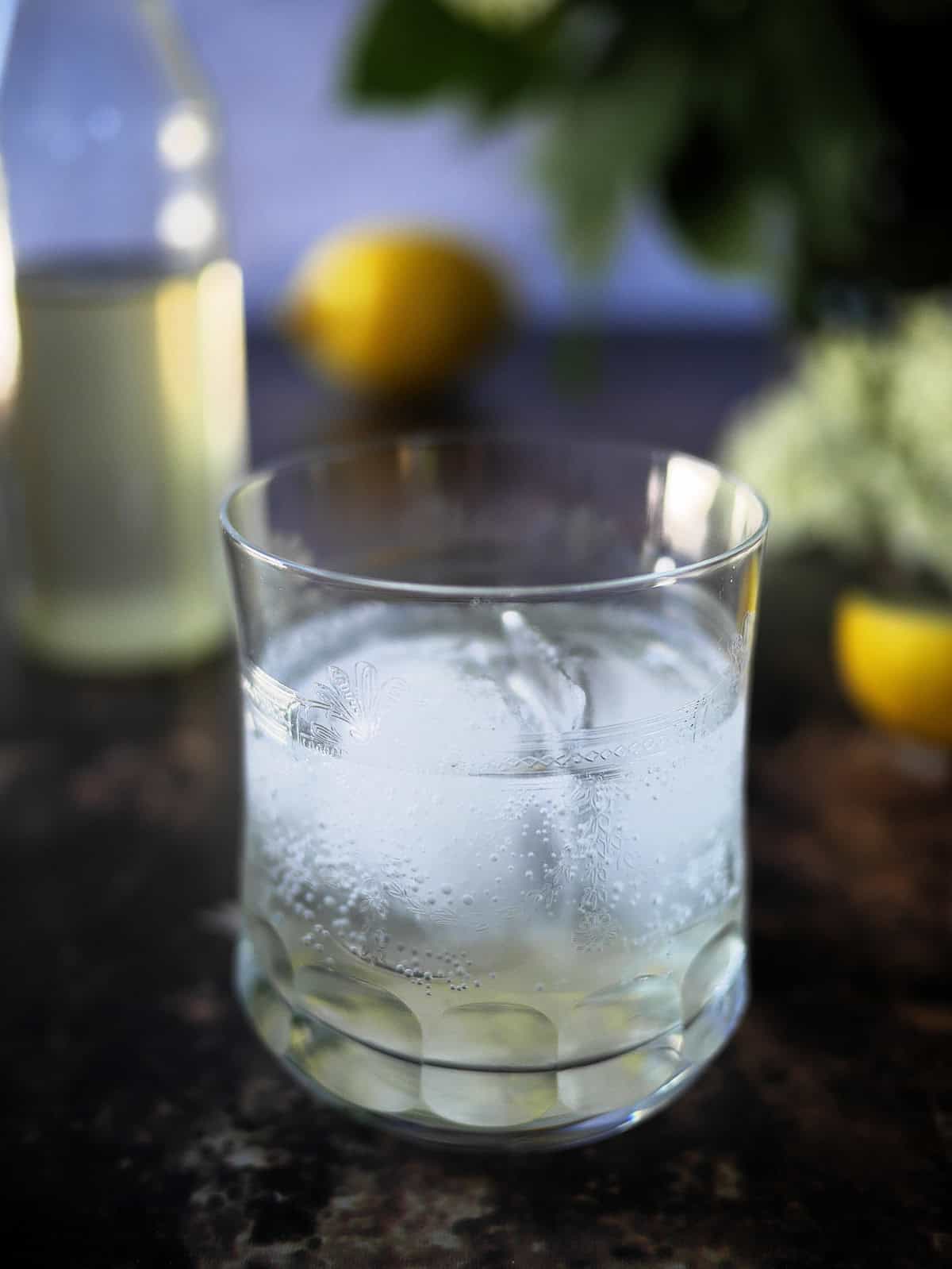 elderflower syrup with sparkling water
