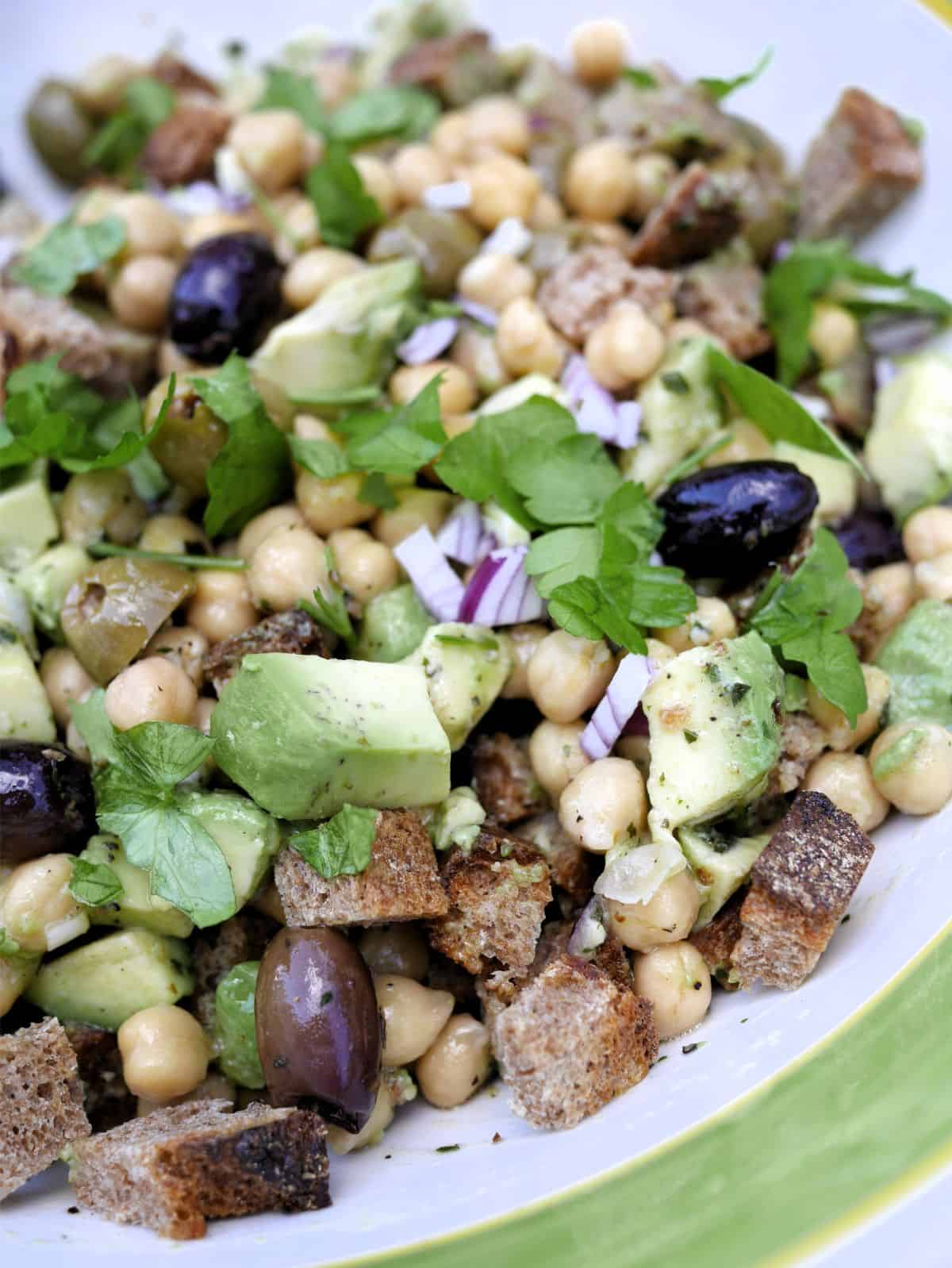 panzanella with chickpeas and olives