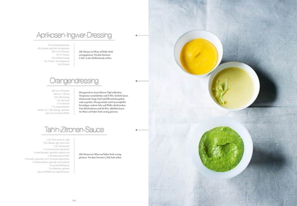Three dressing recipes from the Vegan Cuisine cookbook by Jean-Christian Jury