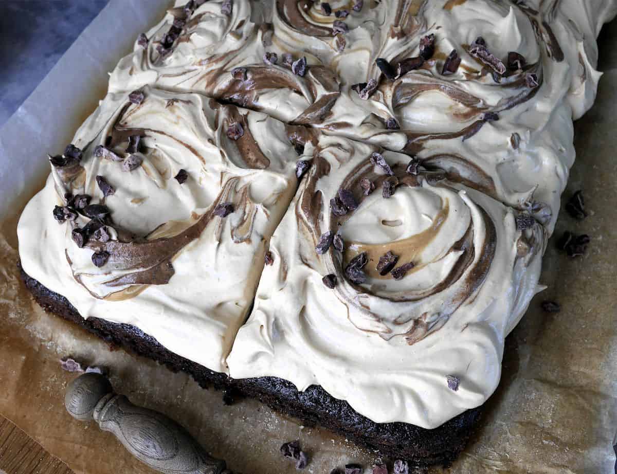 vegan chocolate cake with coffee frosting